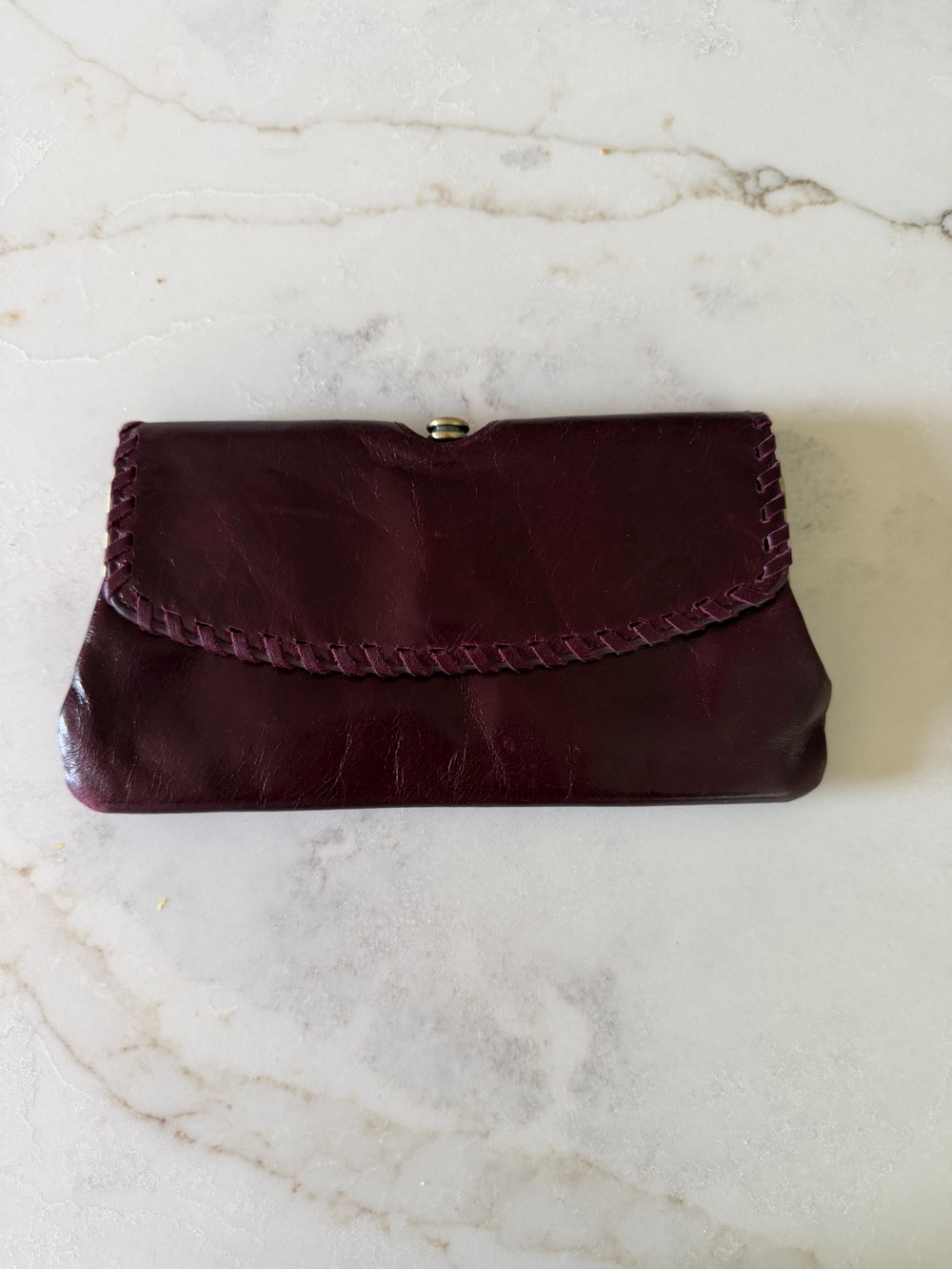Hobo Leather Clutch Wallet in Deep Burgundy